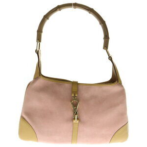 GUCCI Bamboo Suede Hobo Shoulder Bag Jackie Pink